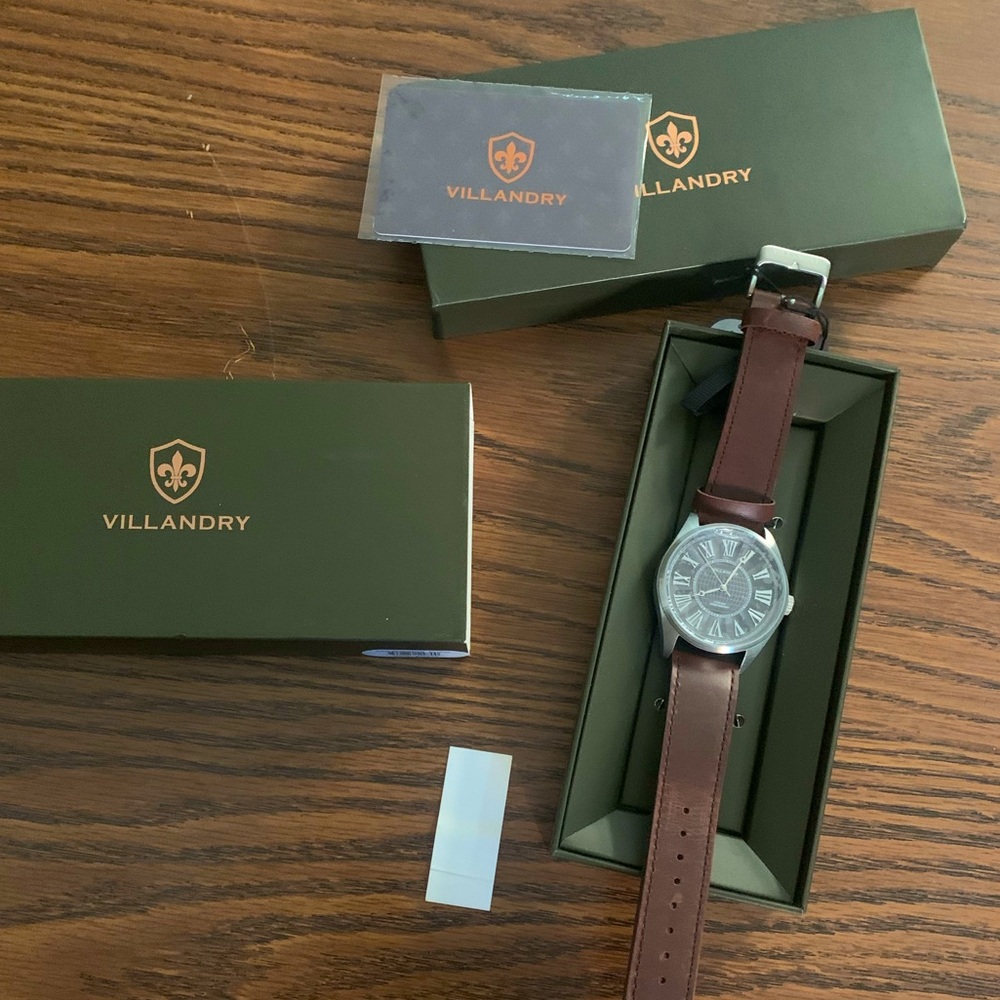 Villandry atlas watch silver and brown (NEW)